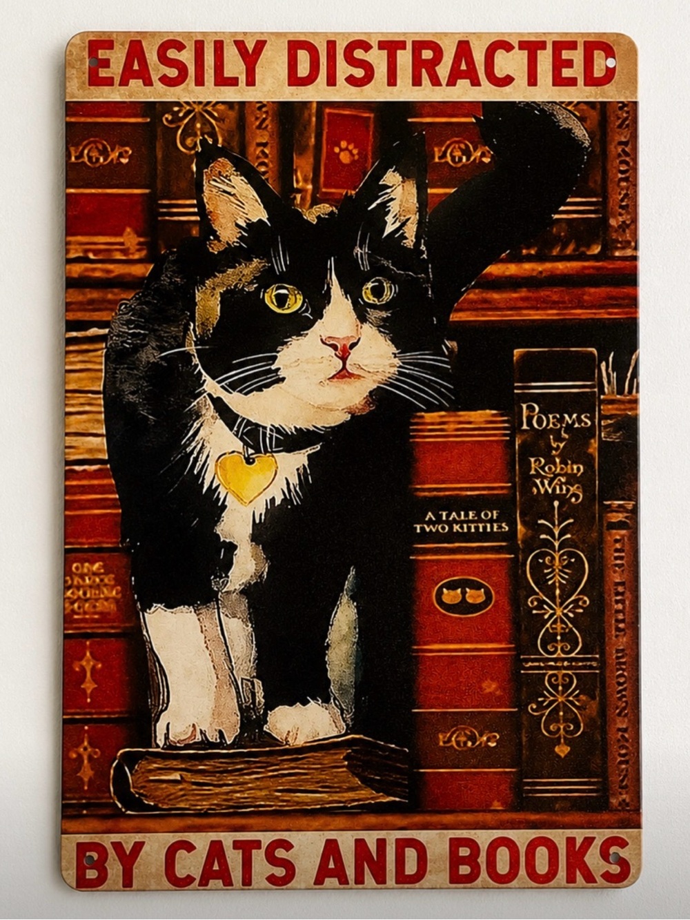 Easily Distracted By Cats Wall Sign - Pets Cat Decor Metal Wall Sign / Wall Art